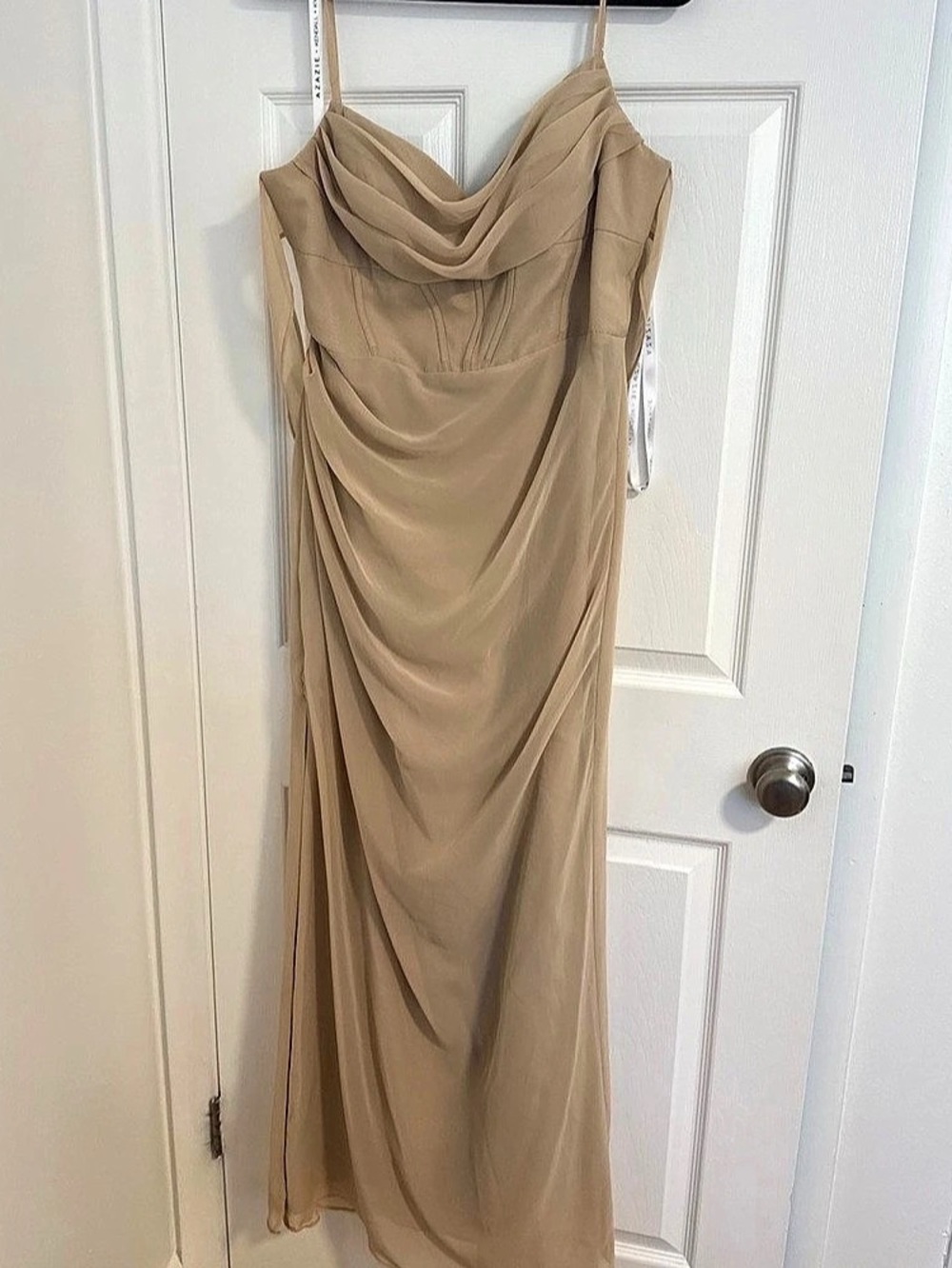AZAZIE Draped Maxi Dress in Beige Like New